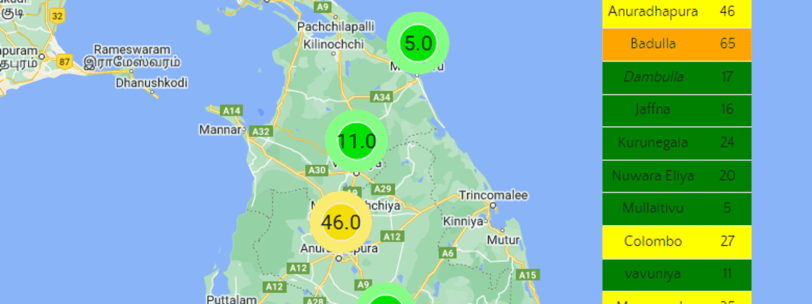 AQI drops in some parts of Sri Lanka